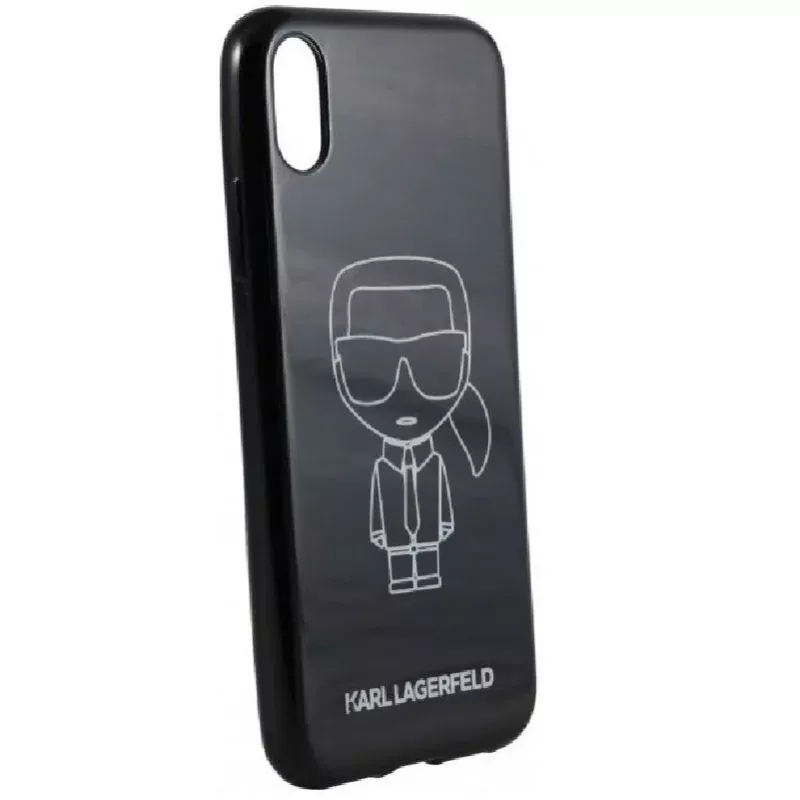 Karl Lagerfeld iPhone XR PC/TPU Glitter Ikonik White Outline Nero
