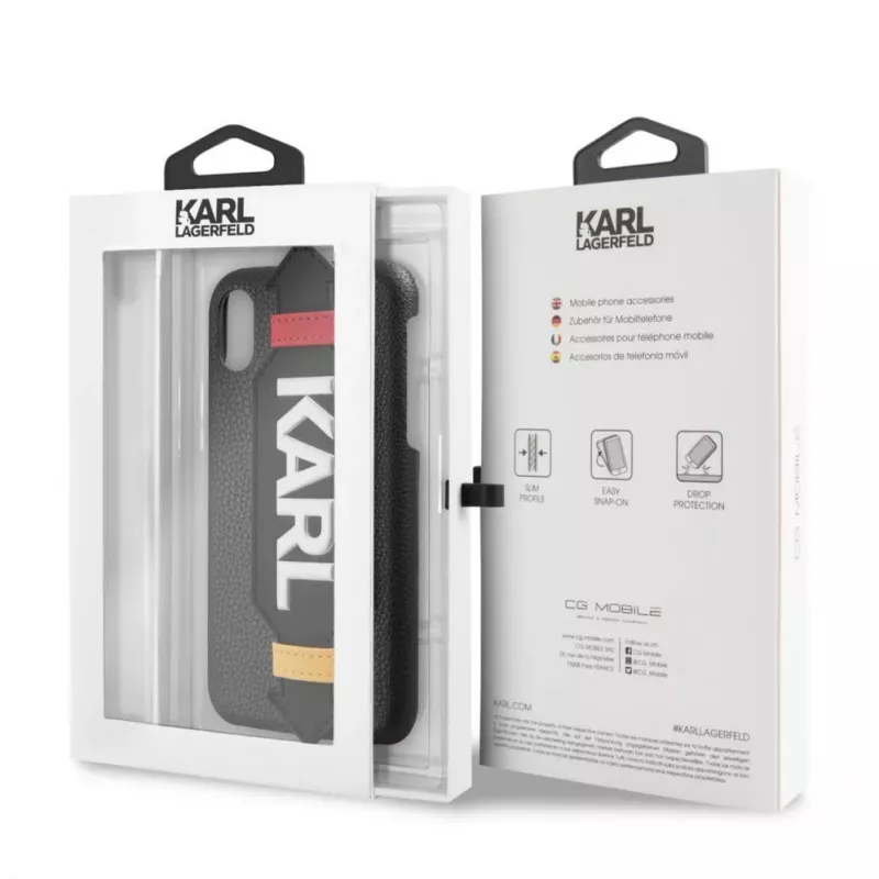 Karl Lagerfeld Custodia in PU con cinturino nero per Apple iPhone X/XS