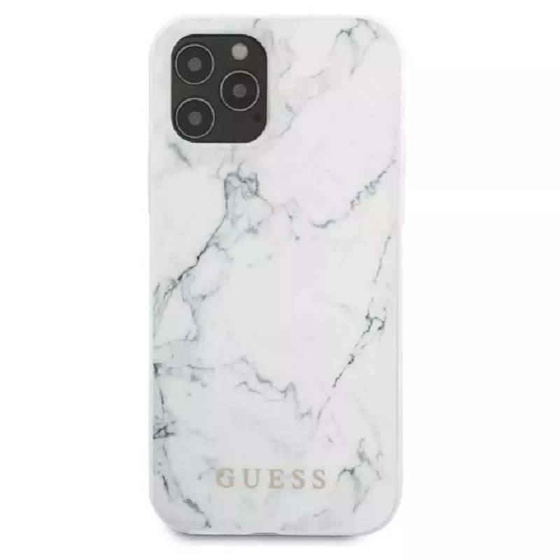 Guess Apple iPhone 12/12 Pro Custodia PC/TPU Marble Bianco