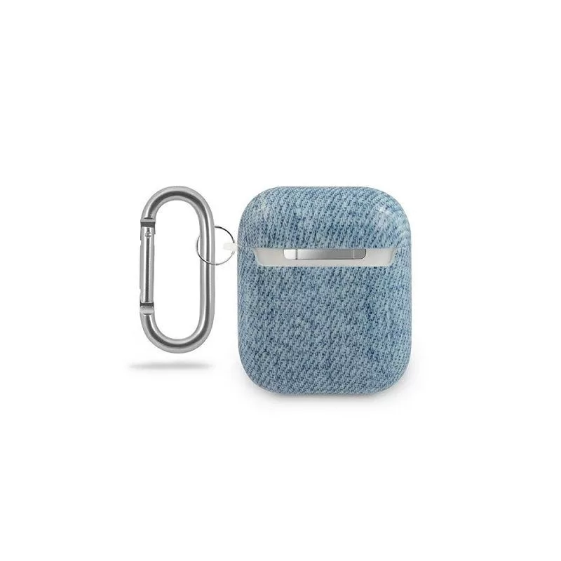 Guess Custodia Denim Triangle azzurro per AirPods