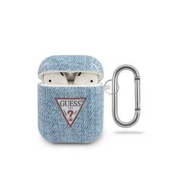 Guess Custodia Denim Triangle azzurro per AirPods