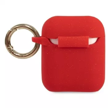 Guess Custodia in silicone Glitter rossa per AirPods Pro