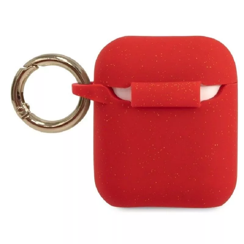 Guess Custodia in silicone Glitter rossa per AirPods Pro