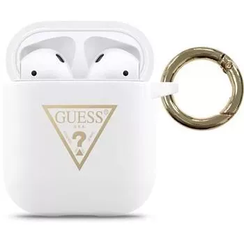 Guess Custodia in silicone Triangle bianca per Apple AirPods