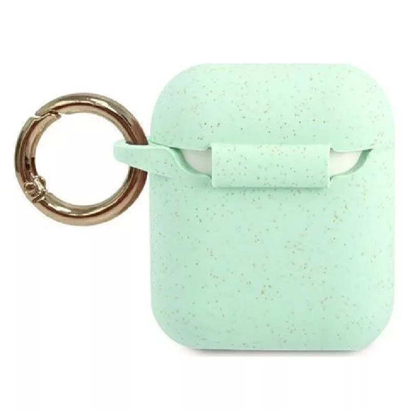 Guess Custodia in silicone Glitter verde per AirPods Pro