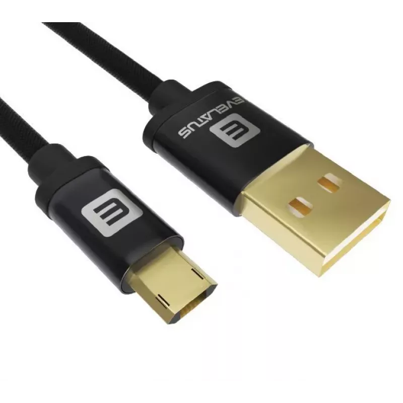 Evelatus cavo dati Micro USB EDC02 connettori placcati oro su entrambi i lati nero