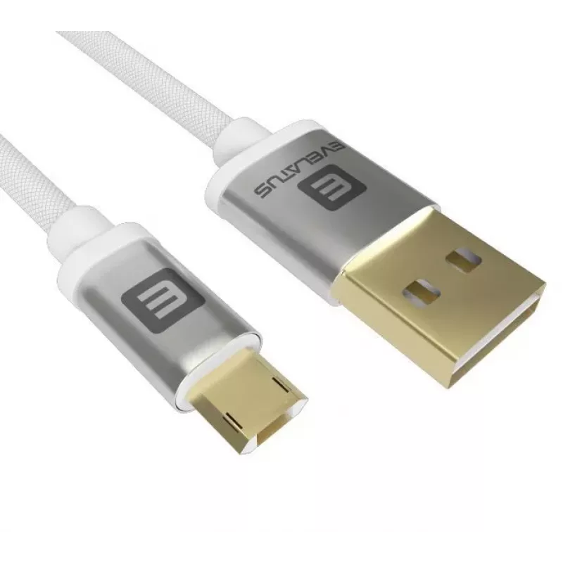 Evelatus cavo dati universale Micro USB EDC02 connettori placcati oro su entrambi i lati bianco