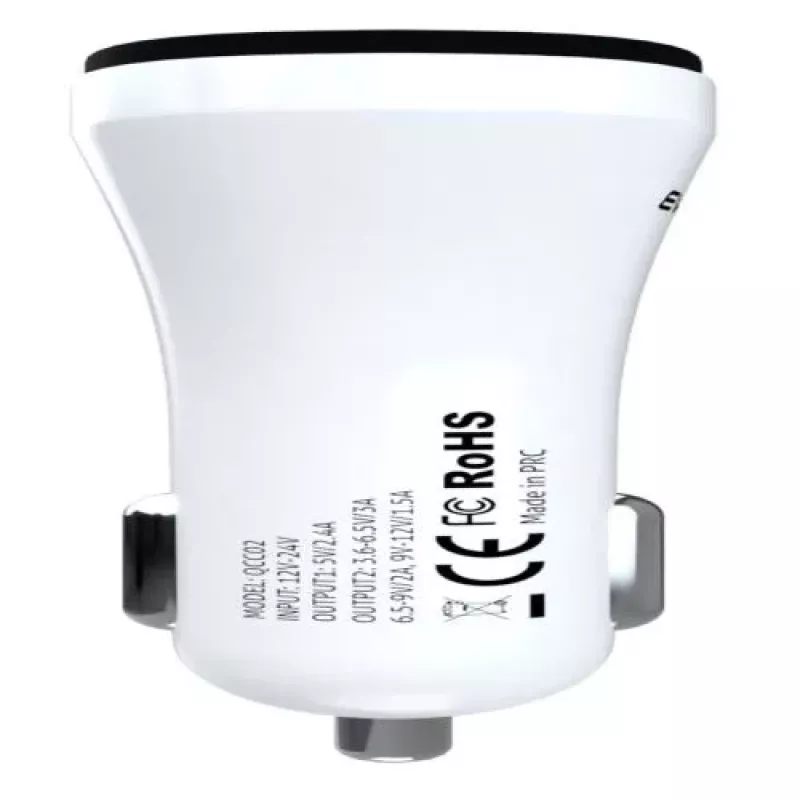 Evelatus caricabatterie da auto rapido QCC02 bianco