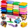 Kiddyz set di 24 pezzi di pasta modellabile morbida ad asciugatura all'aria non tossica giocattolo creativo fai da te multicolore