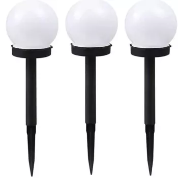 Elight Set luci solari da giardino a globo 3pz 10cm LED bianco freddo con sensore crepuscolare impermeabile nero