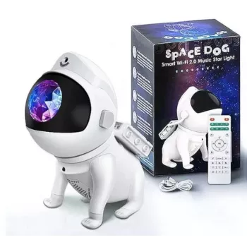 Elight G6 Proiettore da parete e soffitto Space Dog effetto nebulosa con altoparlante, app Bluetooth, telecomando, bianco