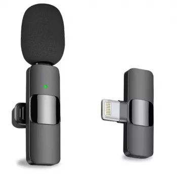 CP K9 Microfono wireless mini per smartphone con clip, suono chiaro, cancellazione del rumore (5,7x1,5cm) nero