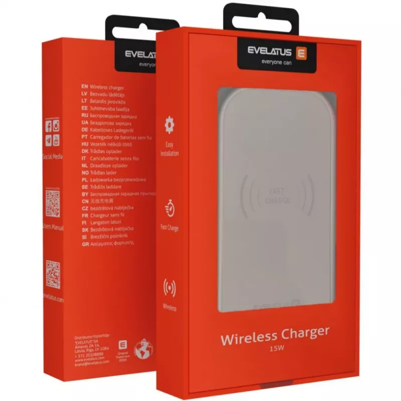 EVELATUS Caricatore Wireless da Scrivania EWD01 Bianco