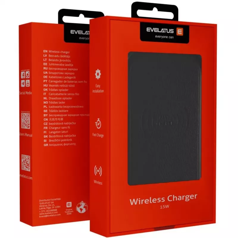 Evelatus Caricatore Wireless Universale da Scrivania EWD01 Nero