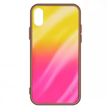 Evelatus Custodia in vetro temperato Water Ripple Gradient Color Anti-Explosion per Samsung A40 giallo-rosa