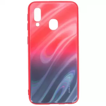 Evelatus Custodia in vetro temperato Water Ripple Gradient Color Anti-Explosion per Samsung Galaxy A40 rosso-nero