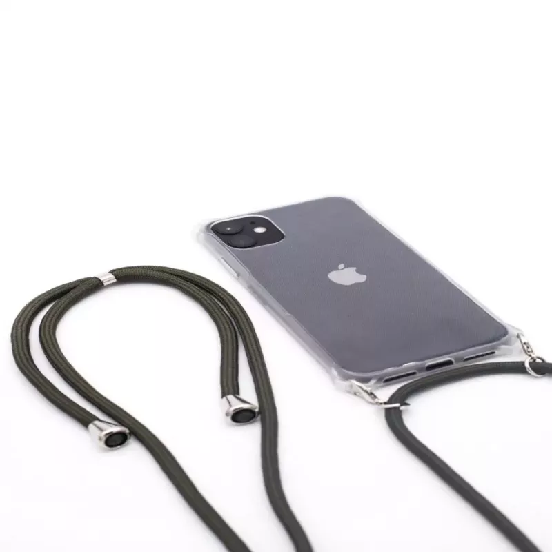 Evelatus Apple iPhone 11 Pro Max cover con cordino verde trasparente