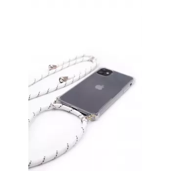 Evelatus Apple iPhone 11 Pro Max cover con cordino a righe bianche trasparente