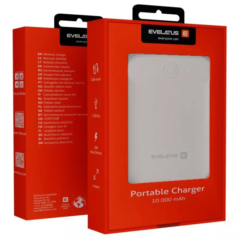 Evelatus Power bank EPB07 10000 mAh bianco