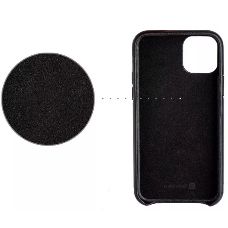 Evelatus Custodia in pelle per Apple iPhone 11 Pro Max nero