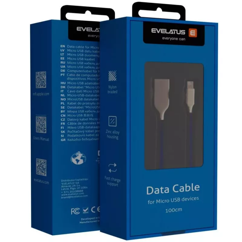 Evelatus cavo Micro-USB EDC04 blu 1m