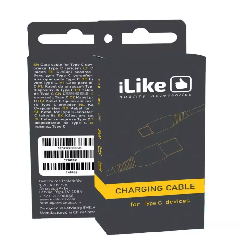 iLike cavo di ricarica per Type-C ICT01 nero