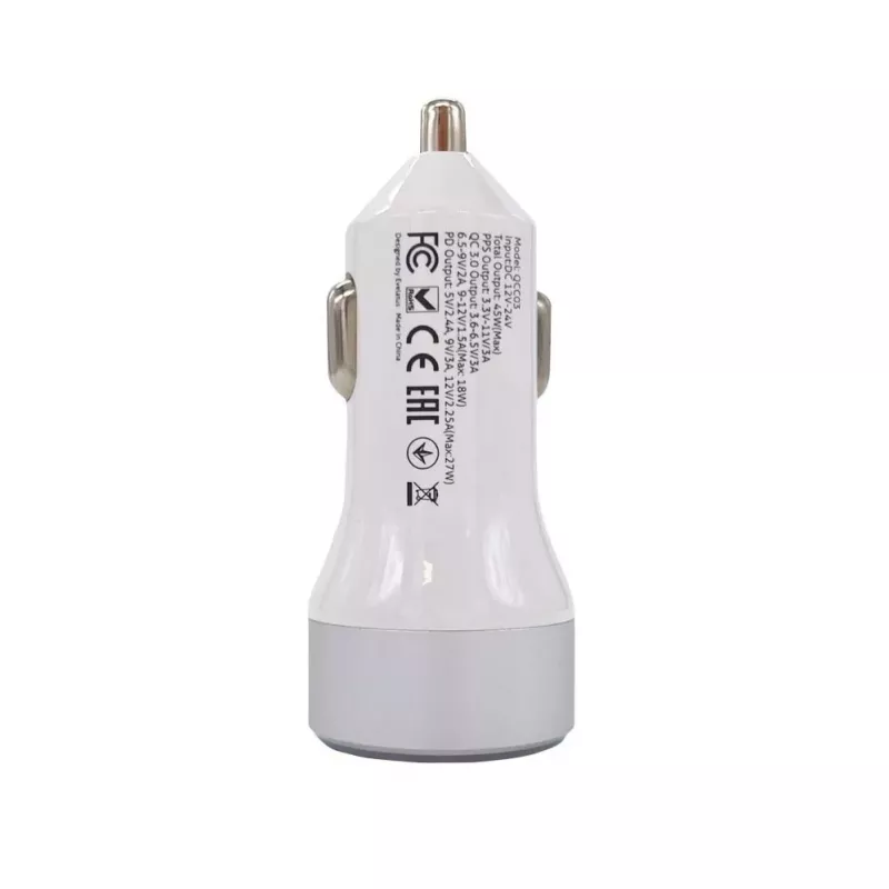 Evelatus Caricabatterie rapido per auto QCC03, bianco
