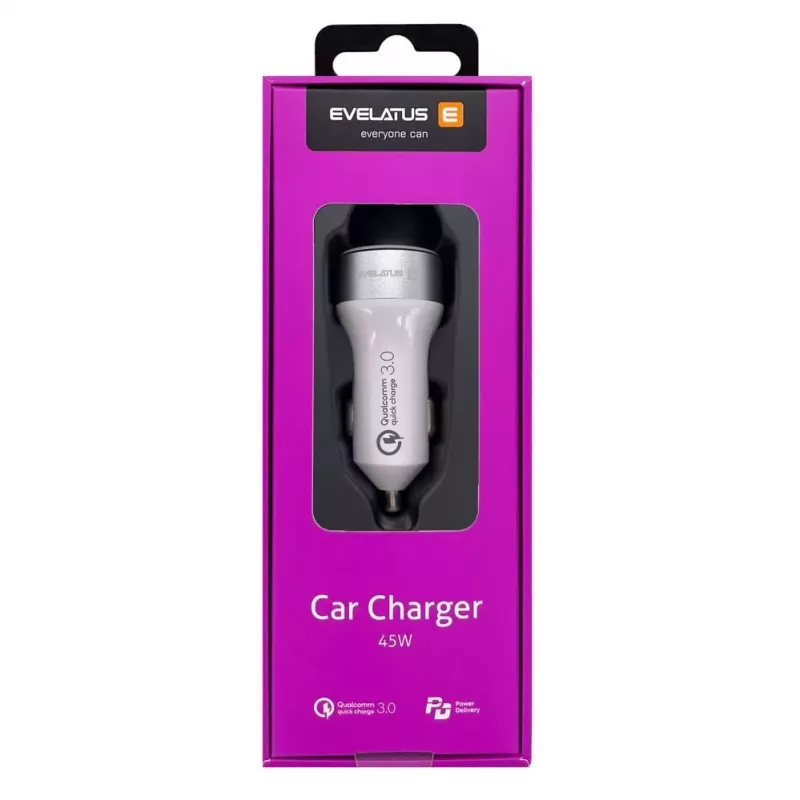 Evelatus Caricabatterie rapido per auto QCC03, bianco