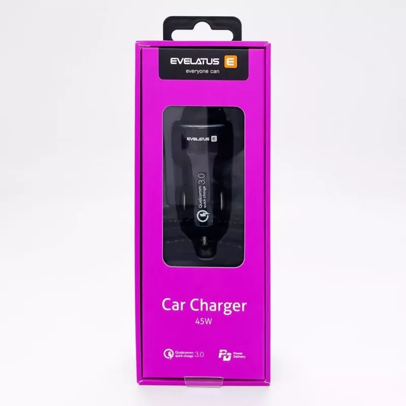 Evelatus Caricabatterie auto rapido QCC03 nero