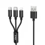 iLike Cavo di ricarica 3 in 1, USB-A a USB-C/Lightning/Micro USB, nylon intrecciato, 1,2 m, nero