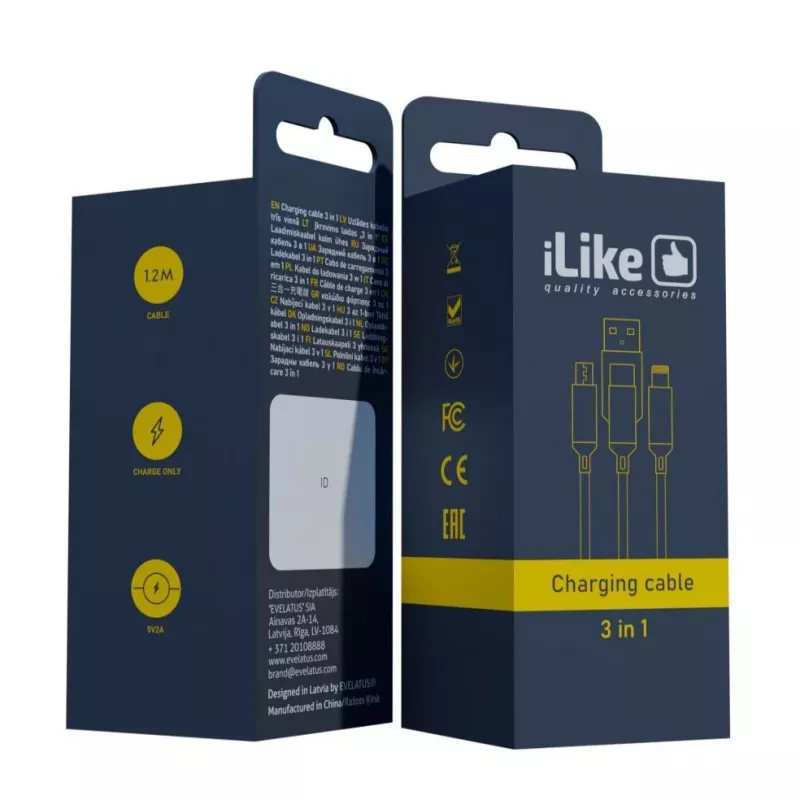 iLike Cavo di ricarica 3 in 1 CCI02 rosso