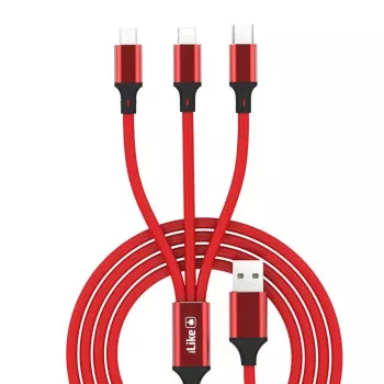 iLike Cavo di ricarica 3 in 1 CCI02 rosso