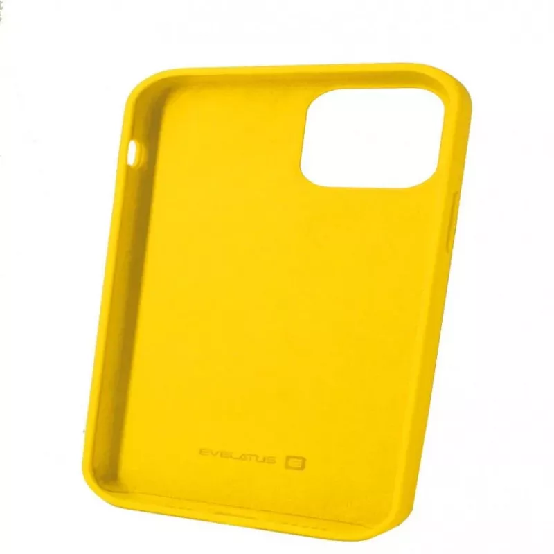 Evelatus Custodia in silicone Premium Soft Touch per Apple iPhone 12/12 Pro giallo limone