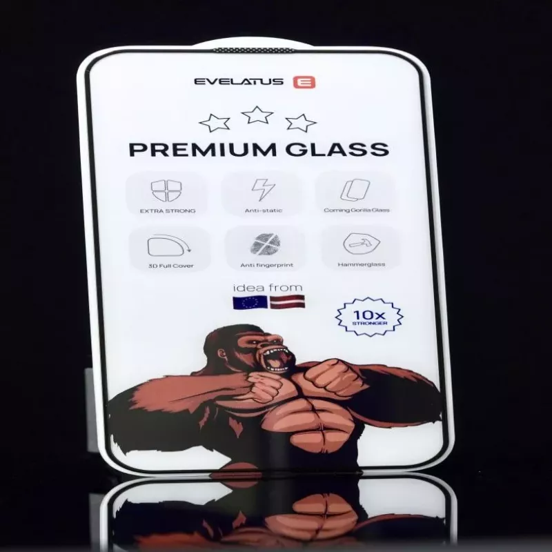 Evelatus Apple iPhone 17e | 14 | 13 | 13 Pro | 16e Pellicola protettiva per display 3D Full Cover in Corning Gorilla Glass antistatica 10X più resistente