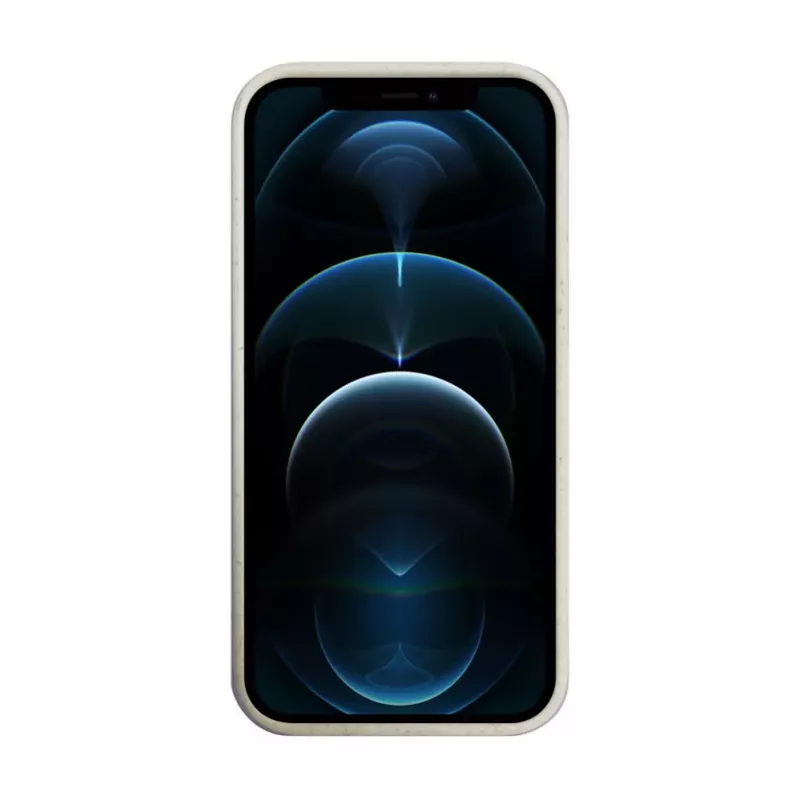 iLike Apple iPhone 12 Pro Max Cover in silicone Eco Print Design bianca