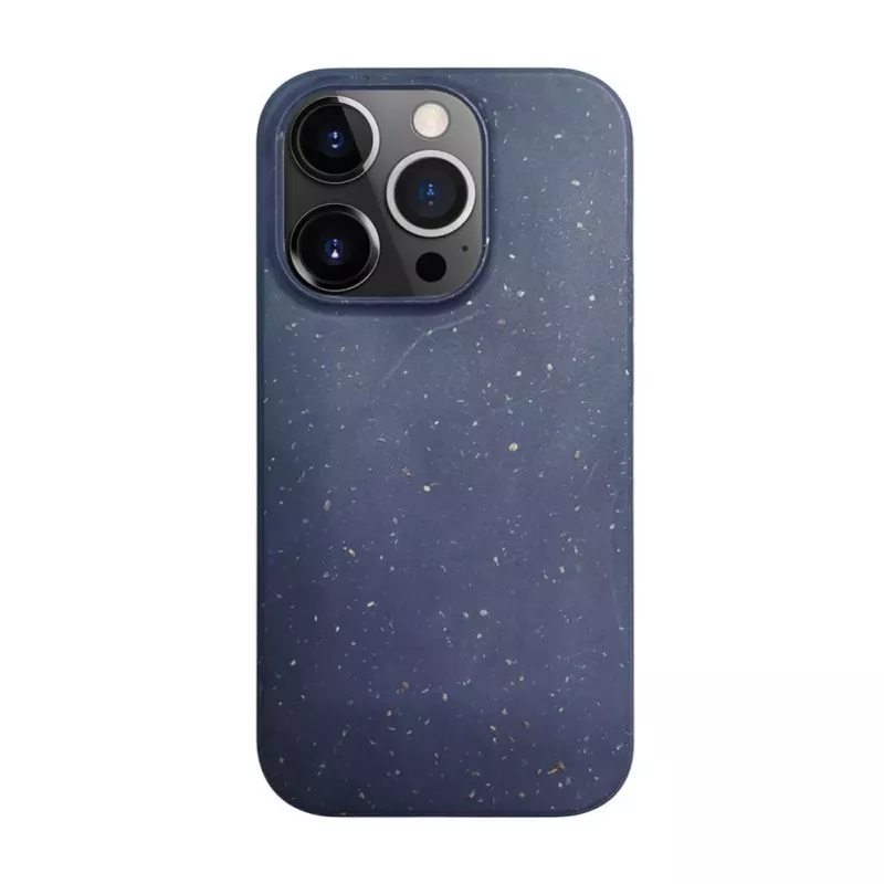 iLike Apple iPhone 14 Pro Max Cover in silicone e plastica Eco Print Design blu