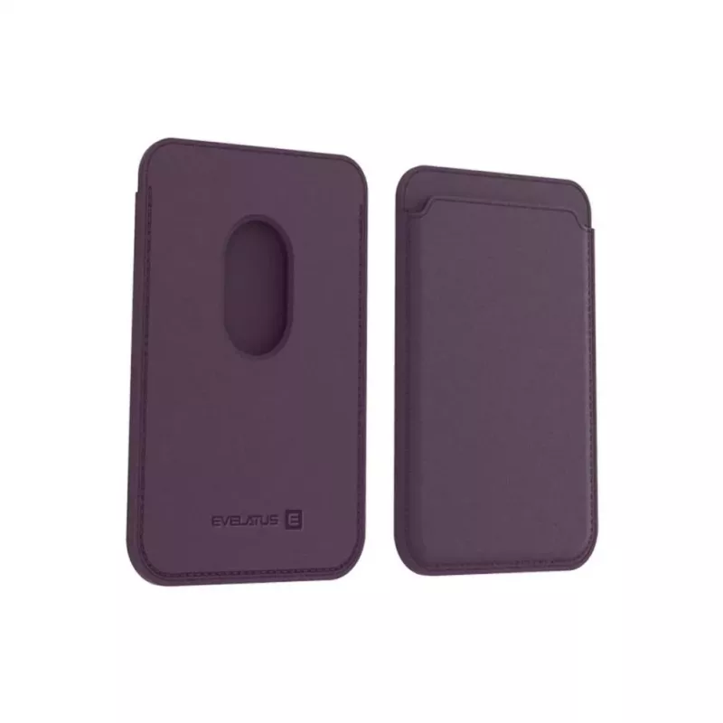 Evelatus Portafoglio Universale per iPhone in Vera Pelle compatibile MagSafe Viola Intenso