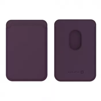 Evelatus Portafoglio Universale per iPhone in Vera Pelle compatibile MagSafe Viola Intenso