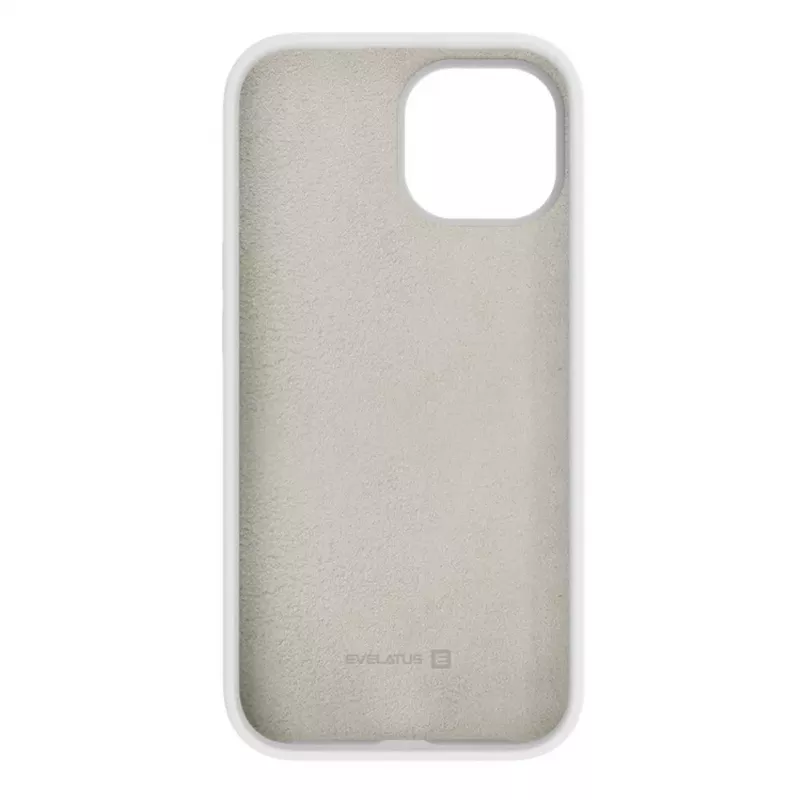 Evelatus Custodia in silicone Premium Soft Touch per Apple iPhone 15 bianca