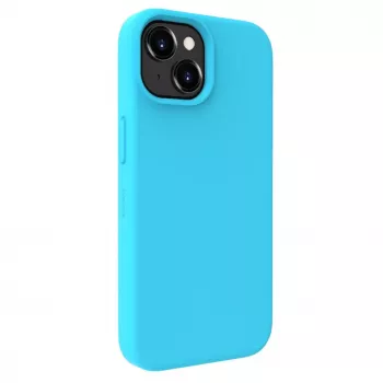 Evelatus Custodia in silicone Premium Soft Touch per Apple iPhone 15 blu ciano