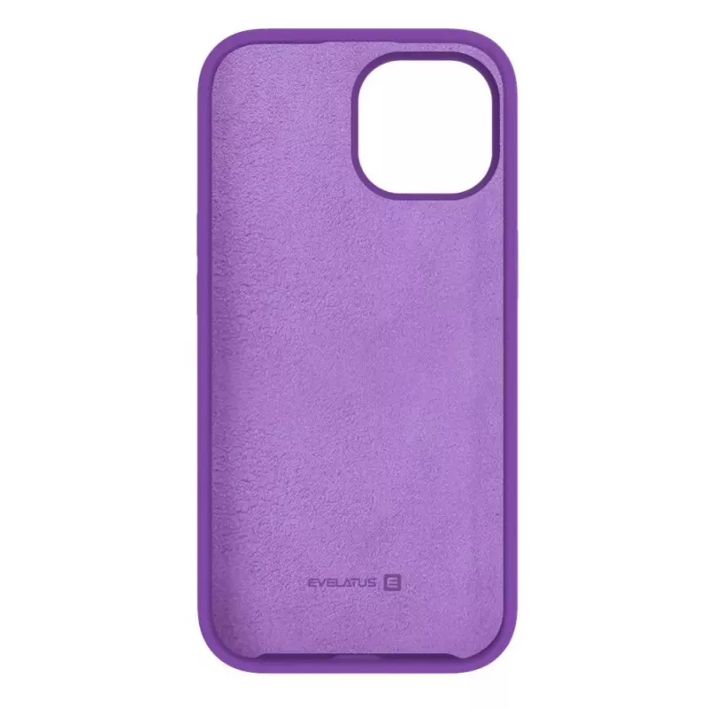 Evelatus Custodia in silicone Premium Soft Touch per Apple iPhone 15 Plus viola intenso