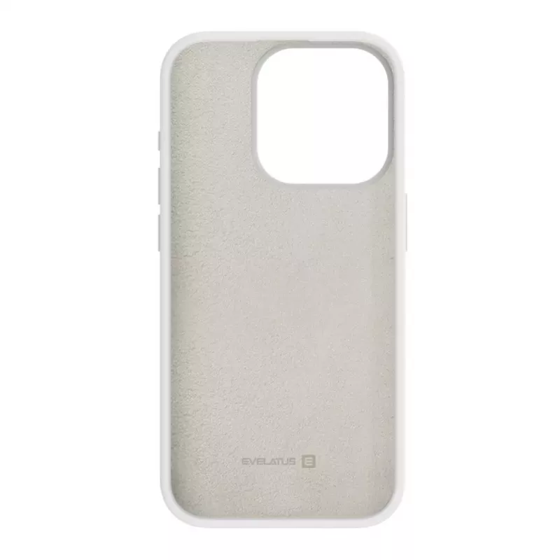 Evelatus Custodia in silicone Premium Soft Touch per Apple iPhone 15 Pro Max bianca