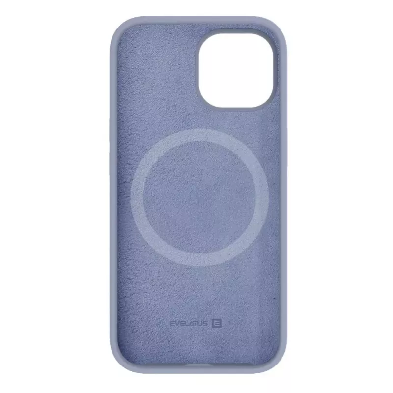 Evelatus Custodia in silicone Premium MagSafe Soft Touch per Apple iPhone 15 grigio lavanda