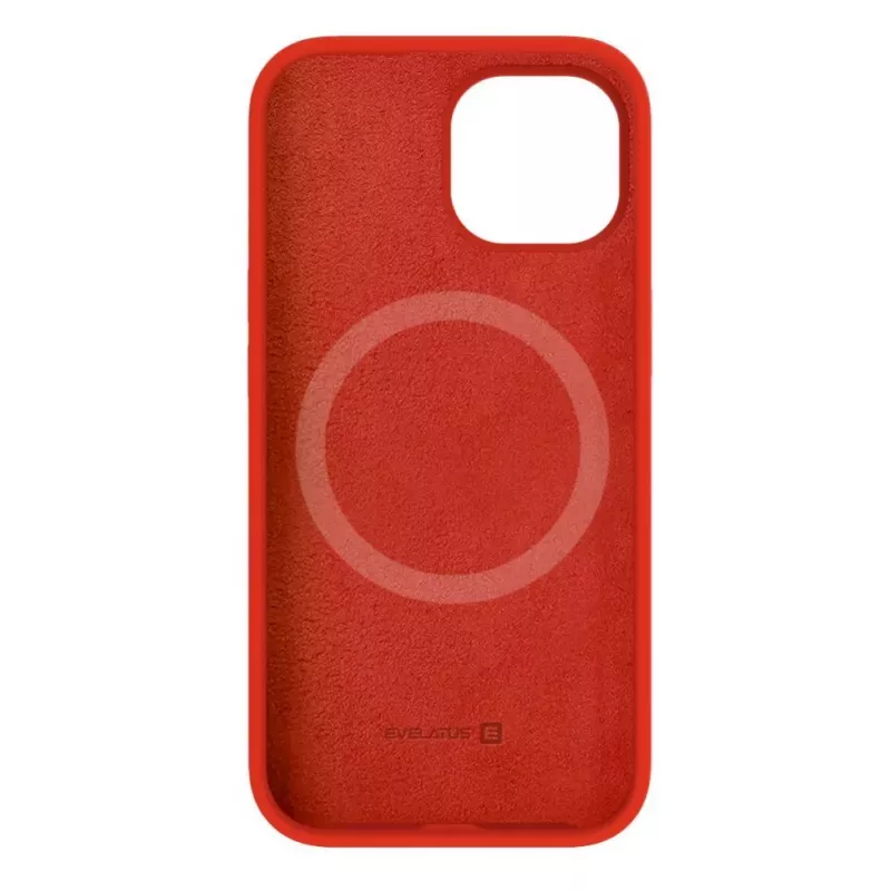 Evelatus Custodia in silicone Premium MagSafe Soft Touch per Apple iPhone 15 rossa