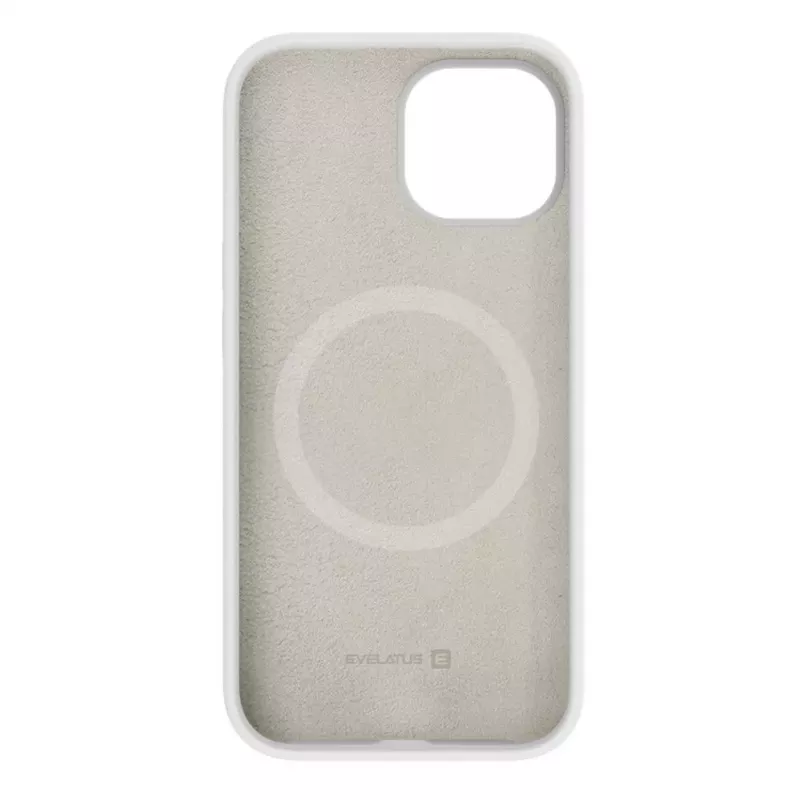 Evelatus Custodia in silicone Premium MagSafe Soft Touch per Apple iPhone 15 Plus bianca