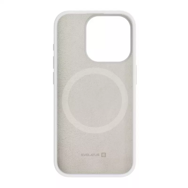 Evelatus Custodia in silicone Premium MagSafe Soft Touch per Apple iPhone 15 Pro bianca