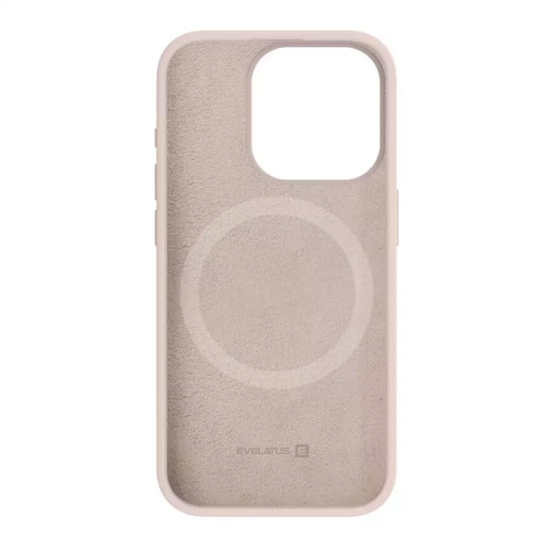 Evelatus Custodia in silicone Premium MagSafe Soft Touch per Apple iPhone 15 Pro rosa sabbia