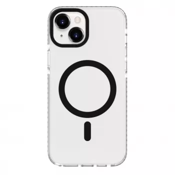 Evelatus Custodia trasparente PC+TPU con MagSafe per Apple iPhone 15 Plus nera trasparente