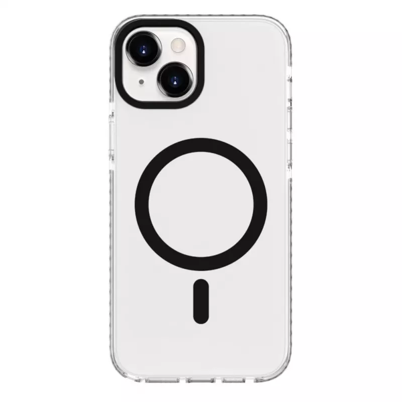 Evelatus Custodia trasparente PC+TPU con MagSafe per Apple iPhone 15 Plus nera trasparente