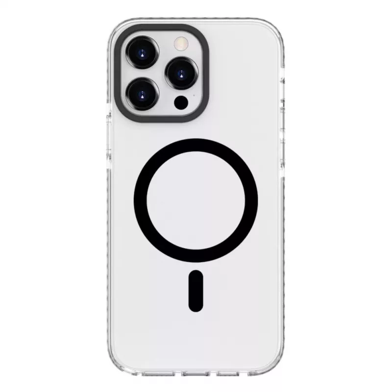Evelatus Custodia trasparente PC+TPU con MagSafe per Apple iPhone 15 Pro Max nera trasparente